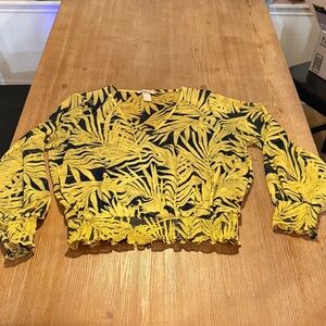 H&M Yellow Leaf Print Women's Blouse
